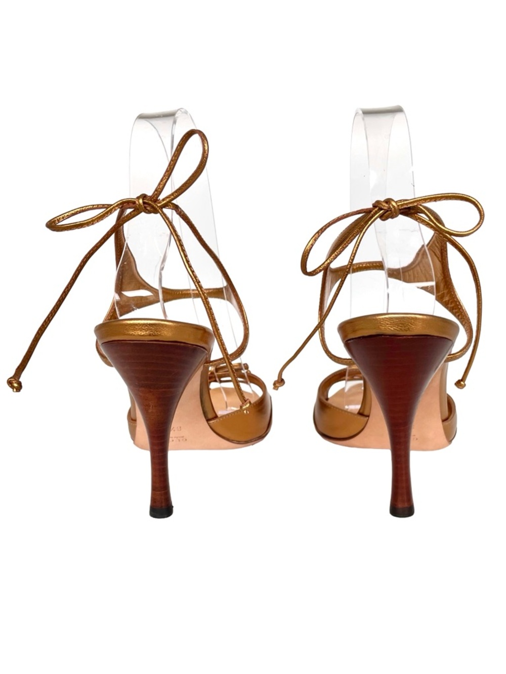 Gucci Tom Ford Era Gold Metallic Strappy Heels Y2K Size 8.5 - Picture 10 of 15